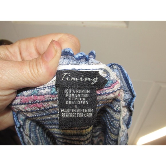 Timing Women's Multicolored Rayon Shirred Sleeveless Sundress Size L - Picture 5 of 5